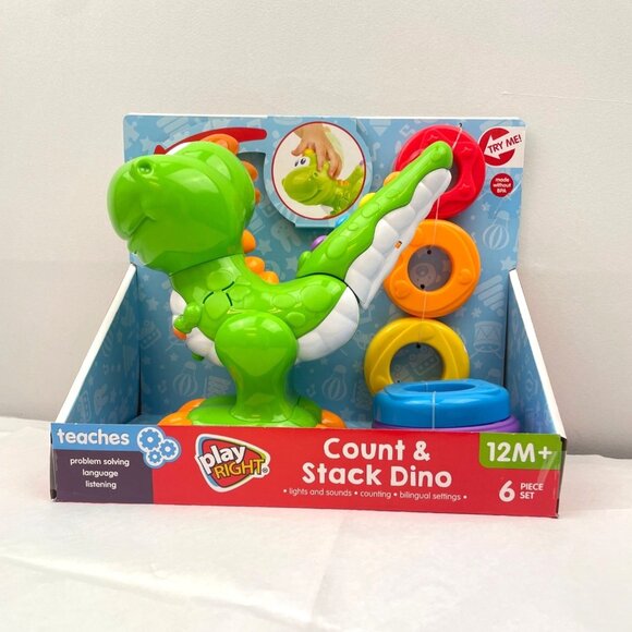 PLAY RIGHT 6-PCS Count & Stack Dino 12M+ - Picture 8 of 16